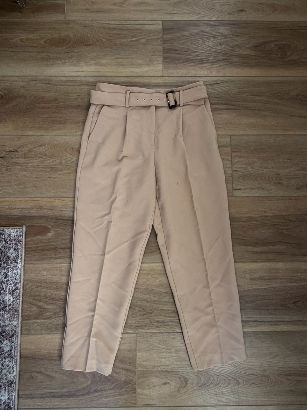 Ann Taylor Beige High-Rise Tailored Chinos with Belt